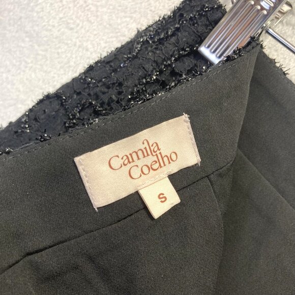 Camila Coelho Revolve Asymmetrical Ruffle Skirt Size Small Black Glitter Witchy - Picture 3 of 9